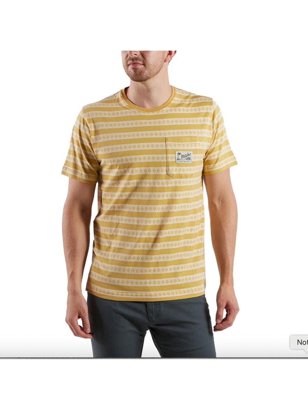 Howler Bros striped short sleeve T-shirt yellow size XL